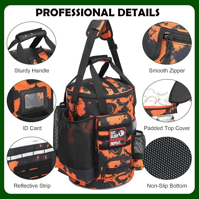 Baseball Bucket Bag Baseball Coaching Accessories Organizer Softball Bucket Bag with Anti-Slip Bottom & Multiple Pockets for Bat, Gloves, Scoreboards