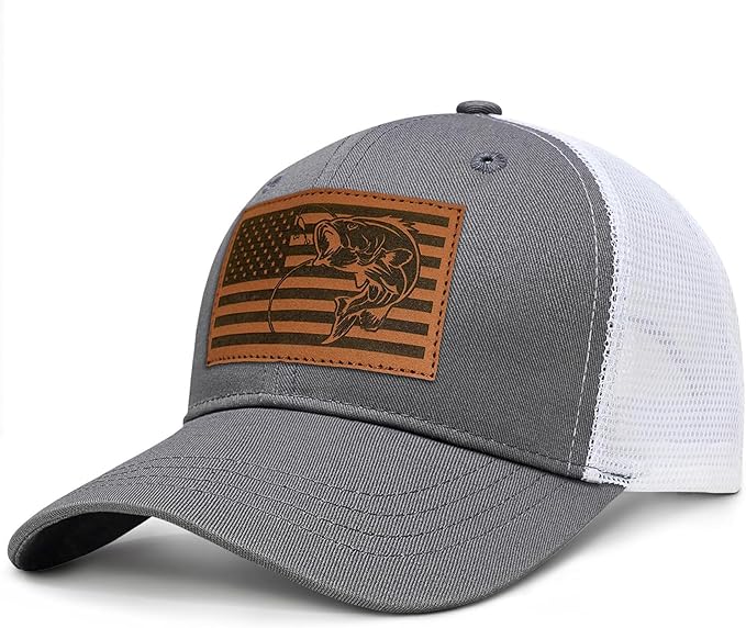 Fishing Hat Fishing Gifts for Men Bass Fish Flag Gear Accessories Stuff Trucker Hat Snapback Baseball Cap