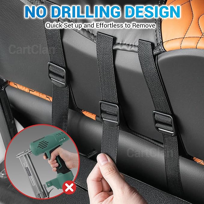 Golf Cart Seat Covers Suitable for 2000.5-UP Club Car DS Standard Front Seat Cushion, Golf Cart Front Seat Covers Kit No Drilling & Waterproof (Brown PVC Leather & Black Stitching)