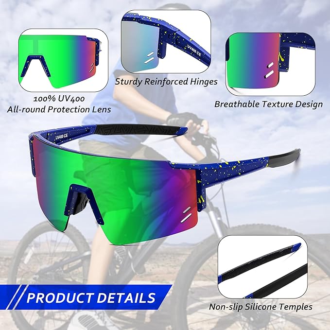 FEISEDY Kids Sunglasses Youth Baseball Sun Glasses, UV400 Sports Teens Cycling Shades for Boys Girls Age 8-16 B0048