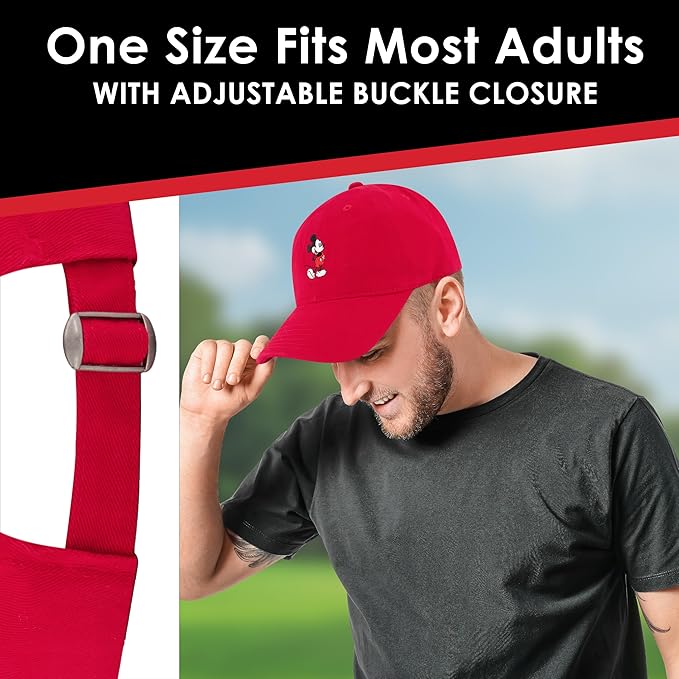 Disney Mickey Mouse Embroidered Cotton Adjustable Dad Hat with Curved Brim