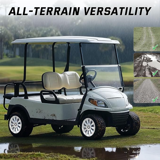8 Inch Golf Cart Hub Caps Wheel Covers for EZGO Club Car Yamaha Accessories, Snap-On Plastic Hubcaps Set of 4, Silver Chrome Finish for Most 8" Wheels (Silver)