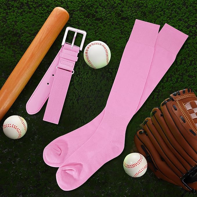 XZQTIVE Baseball Softball Socks and Baseball Softball Belt Combo Set Knee-High Soccer Socks for Kids Youth Adult
