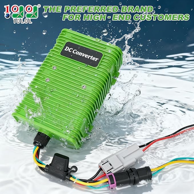 10L0L Golf Cart Voltage Reducer 36V-72V to 12V 30A 350W, Universal DC Step Down Converter, Regulator, Upgraded Version Transformer for Yamaha EZGO Club Car（Green）