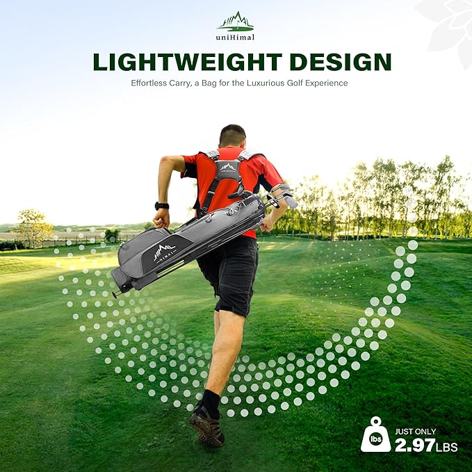 UNIHIMAL Par 3 Golf Bag Small Lightweight with Dual Shoulder Straps – Pitch n Putt Golf Bag Easy to Carry and Durable for Men/Women– 31.5 inches Tall