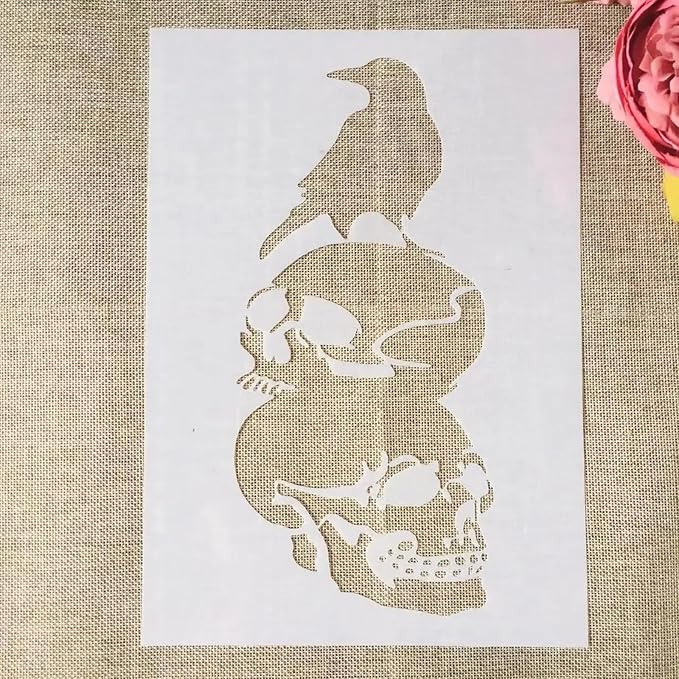 TIAMECH A4 Reusable Halloween Crow Skull Stencil - Image 4