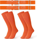 JASGOOD 2 Pack Baseball Socks and Belt Combo Set Softball Socks and Belts Elastic Waist Belt for Youth and Adult Boys