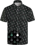 Golf Polo Shirts for Men Funny Print Short Sleeve Golf Shirts Performance Golf Polos