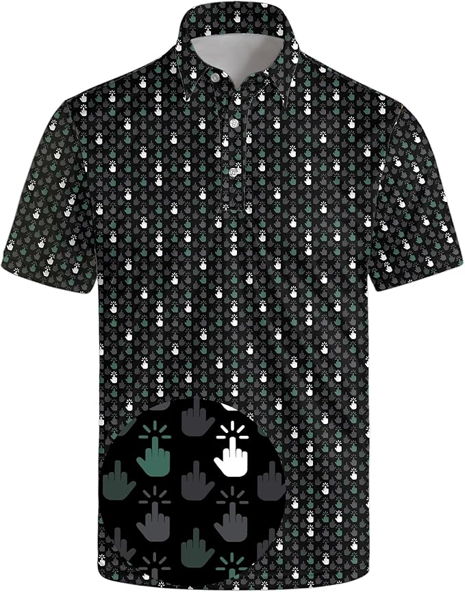 Golf Polo Shirts for Men Funny Print Short Sleeve Golf Shirts Performance Golf Polos