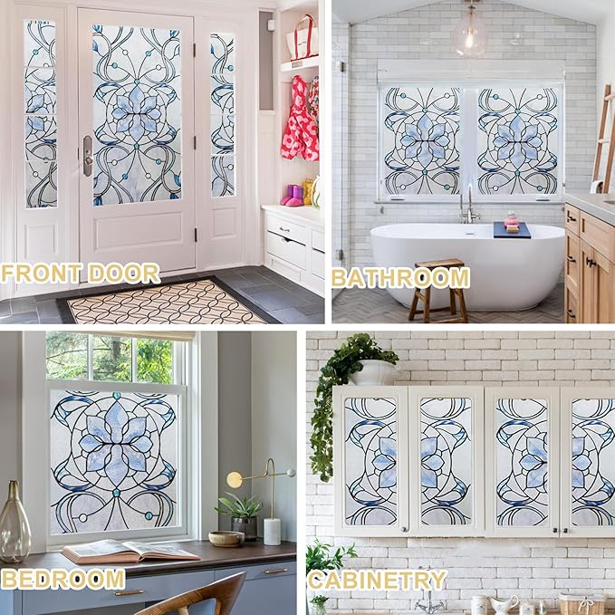 3D Stained Glass Window Privacy Film, Heat Control UV Blocking Static Cling - Image 7