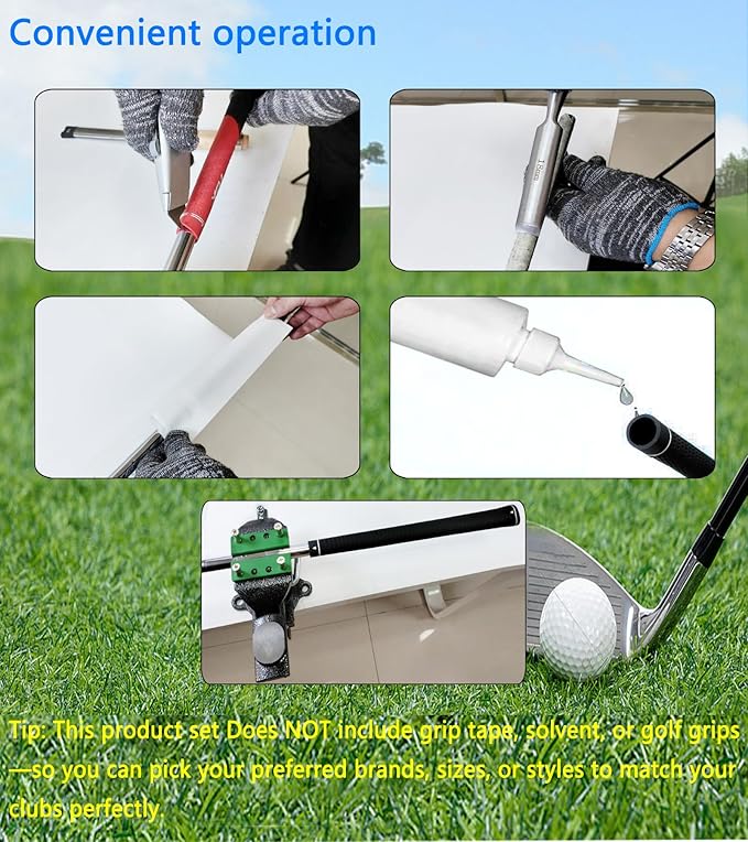 Golf Club Regripping Kit, Optional Professional or Basic Golf Grip Replacement Tools, 2-In-1 Bench Vise or Mini Table Vise, Fixed Rubber Clip, Hook Blade, Grip Tape Remover
