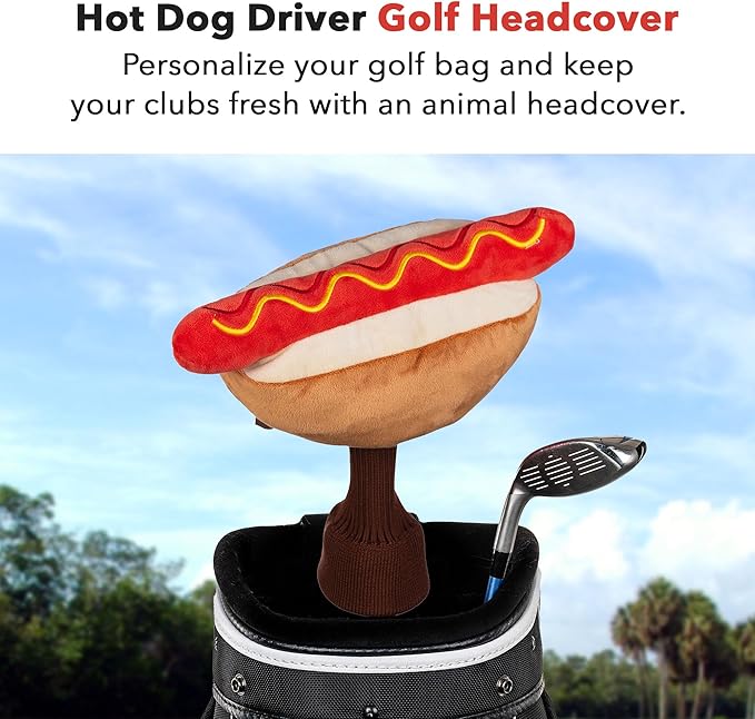 Daphne's Headcovers Hotdog Driver Headcover | Funny Golf Club Covers | Golf Head Covers for Drivers | Stylish Golf Club Head Covers | Golf Driver Covers | Men’s & Women’s Driver Headcover