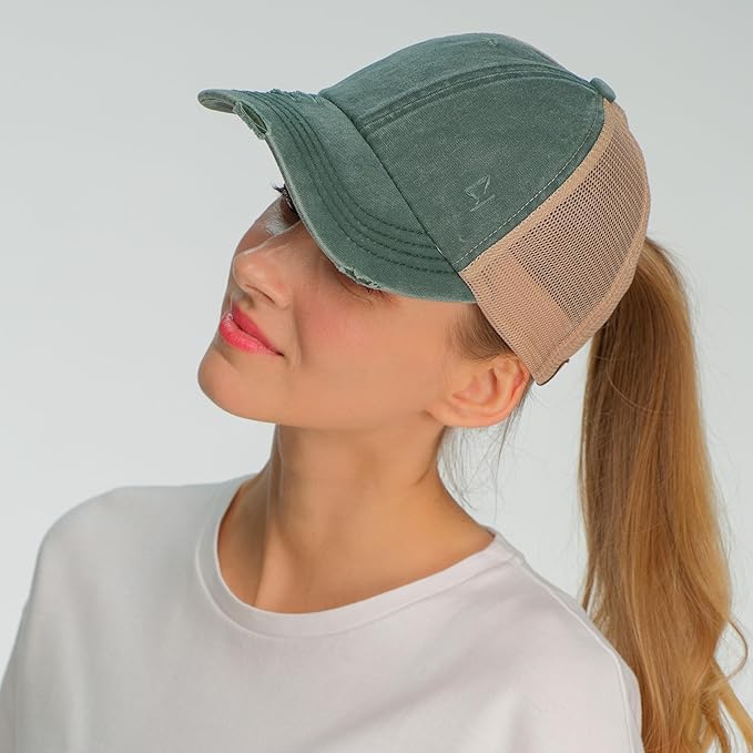 C.C Ponycap Messy High Bun Ponytail Adjustable Glitter Mesh Trucker Baseball Cap