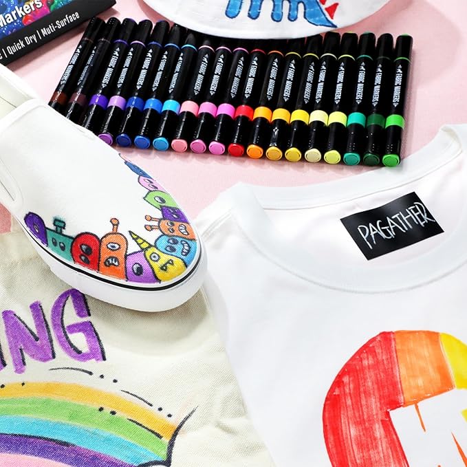 Fabric Markers Permanent for Clothes, 20 Colors Dual Tip - Image 5