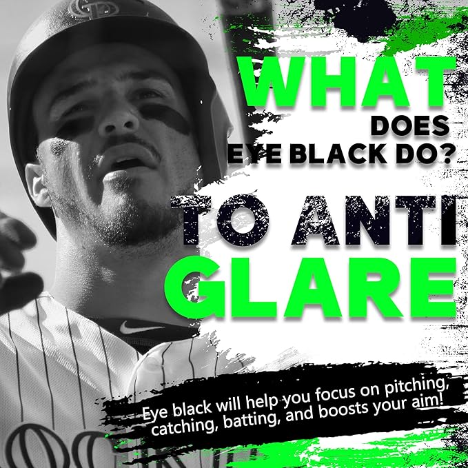 Eye Black Stick,Anti-Glare Eye Black for Baseball Softball Football Hockey Lacrosse,Sweat-Proof Eye Black Grease Paint for Adults Kids,Smooth & Long Lasting,Rich Full Coverage Color,.67 oz