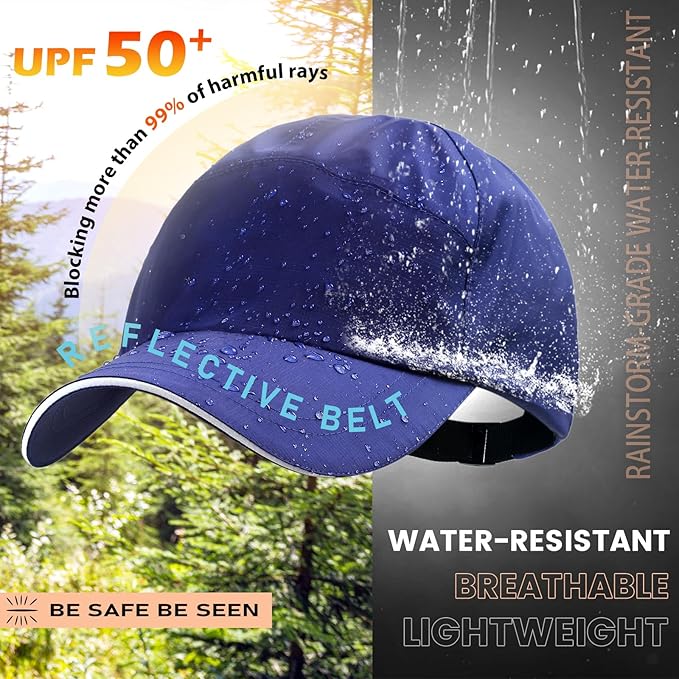 Mens Water-Resistant Baseball Cap Womens Rain Hat Foldable Outdoor Running Sun Fishing hat