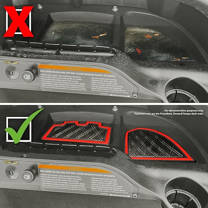 Xtreme MATS Dash Mat Compatible with EZGO RXV Golf Carts - Double Diamond Rubber Liner for GolfCar Cubbys and Dashes - Fits RXV Factory Dash - Golf Cart Accessory (All Black Trim, EZGO RXV)