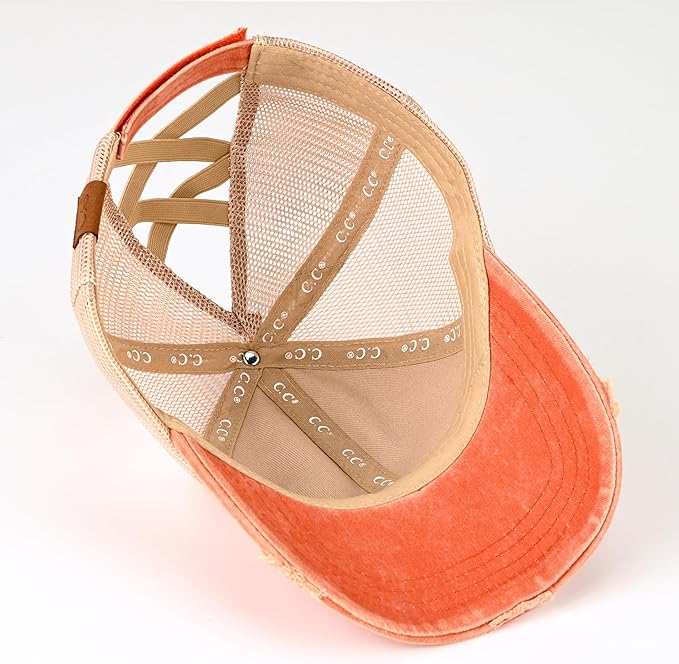 C.C Ponycap Messy High Bun Ponytail Adjustable Glitter Mesh Trucker Baseball Cap