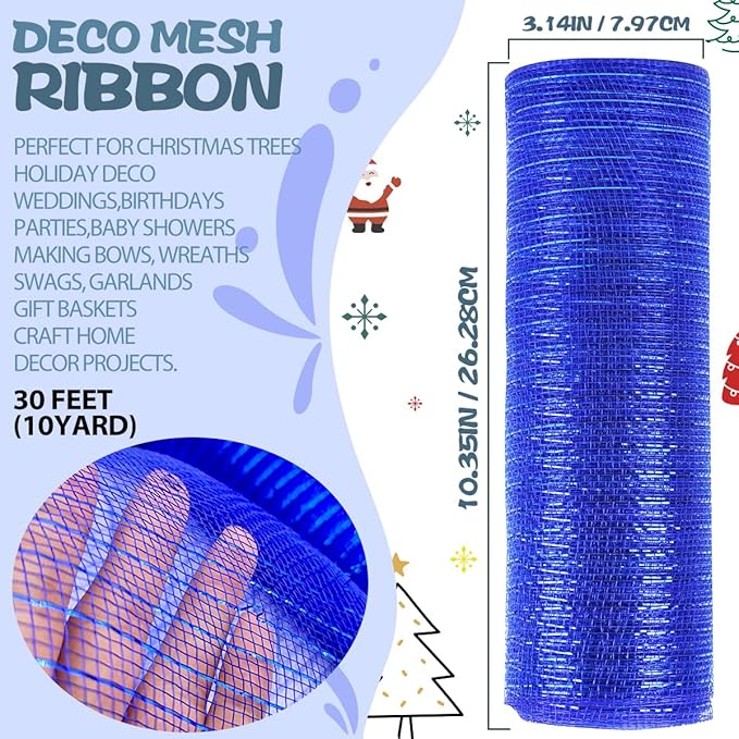 Anivia Deco Mesh Ribbon, 10inch x 30 Feet Each Roll Metallic Foil Mesh Ribbon - Image 2