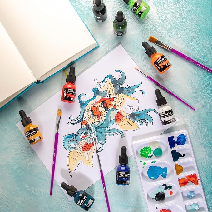 Mont Marte Acrylic Ink Premium 6pc x 20ml, Acrylic Inks - Image 5
