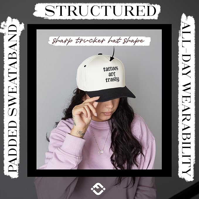 Funky Junque Trucker Hat Women Men 2-Tone Baseball Cap – Vintage Western Style Embroidered Snapback, Premium Cotton Blend