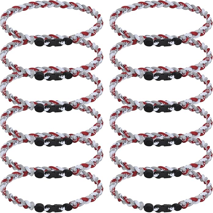 12Pack Baseball Necklaces for Boys, 18inches Braided Rope Tornado Titanium Sports Necklaces, Ideal for Baseball Team Gifts, Party Favors, Baseball Accessories Drip，Multi-Color