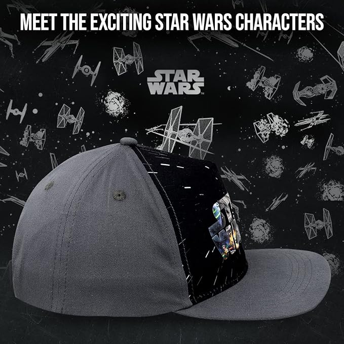 Star Wars Classic Embroidered Logo Flatbrim Baseball Cap Hat, Boys Youth