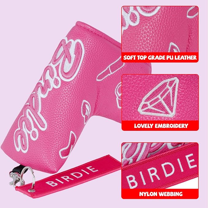 Craftsman Golf Lipstick Diamond Handbag Bow Pink 460 CC Golf Driver Headcover Mallet Blade Putter Covers Gift for Women