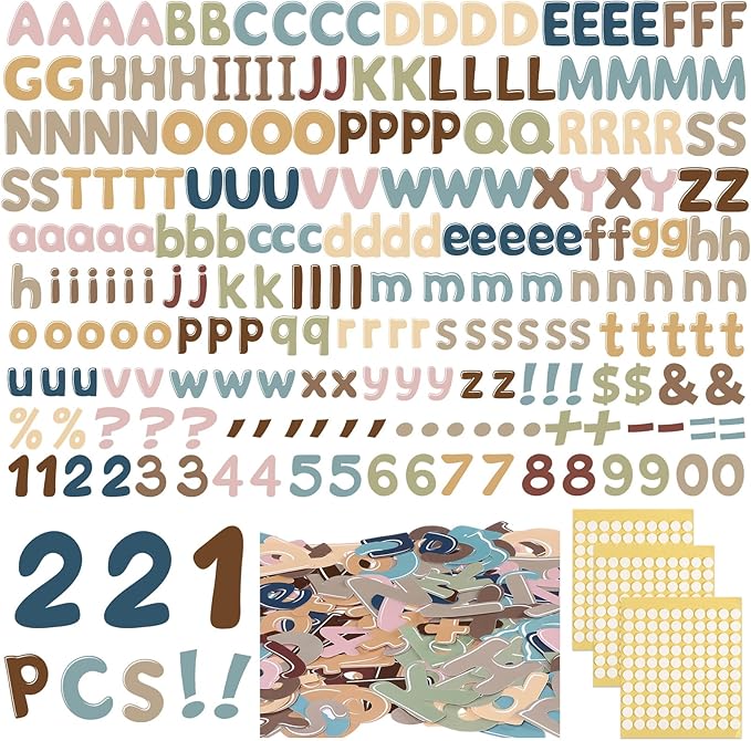 221 Pcs Bulletin Board Letters Round Alphabet Number Punctuation Symbol Combo by Humyoun