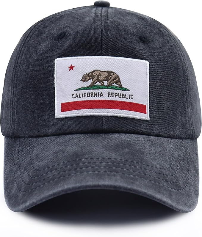 California State Flag Hats for Women Men, Adjustable Cotton California Bear Baseball Cap