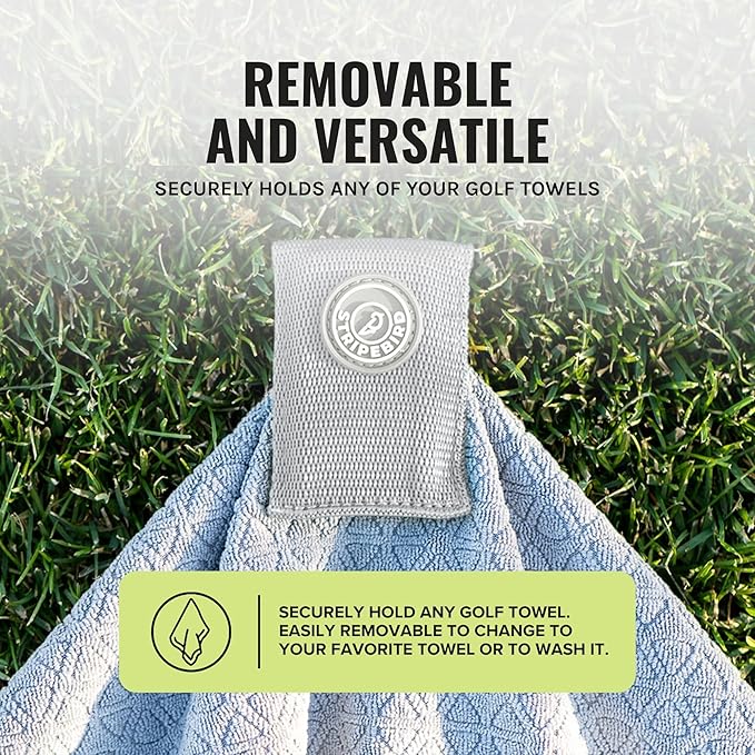 Stripebird - Magnetic Clip for Any Towel (Gray) - Highest Strength Magnet for Magnetic Golf Towel - Removable from Towels - Magnet Golf Towel - Magnetic Golf Towels for Men