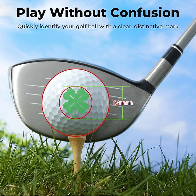 AddAcc Golf Ball Stamp, Self-Inking Marker, Golf Ball Marker, Golf Accessories for Men Golf Stuff Golf Gifts for Men Dad Golfer Golf Gadgets Four Leaf Clover
