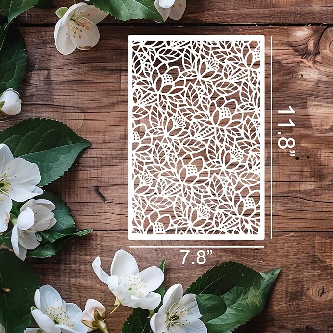 Stencils for Crafts Reusable Texture Stencils Floral Stencil Leaf Tree - Image 2
