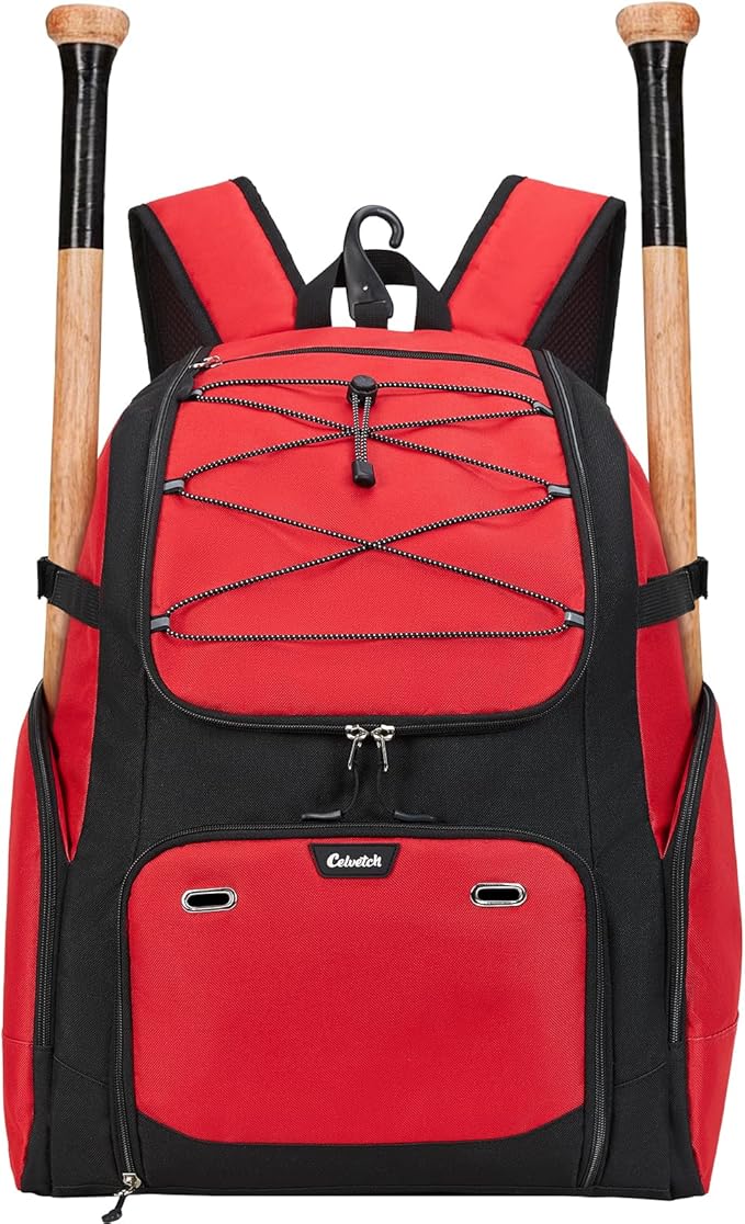 Baseball Backpack for Adult Large Capacity Softball Bat Bag with Shoe Compartment & Wet Pocket Baseball Bag with Fence Hook for 4 Bats & Equipment