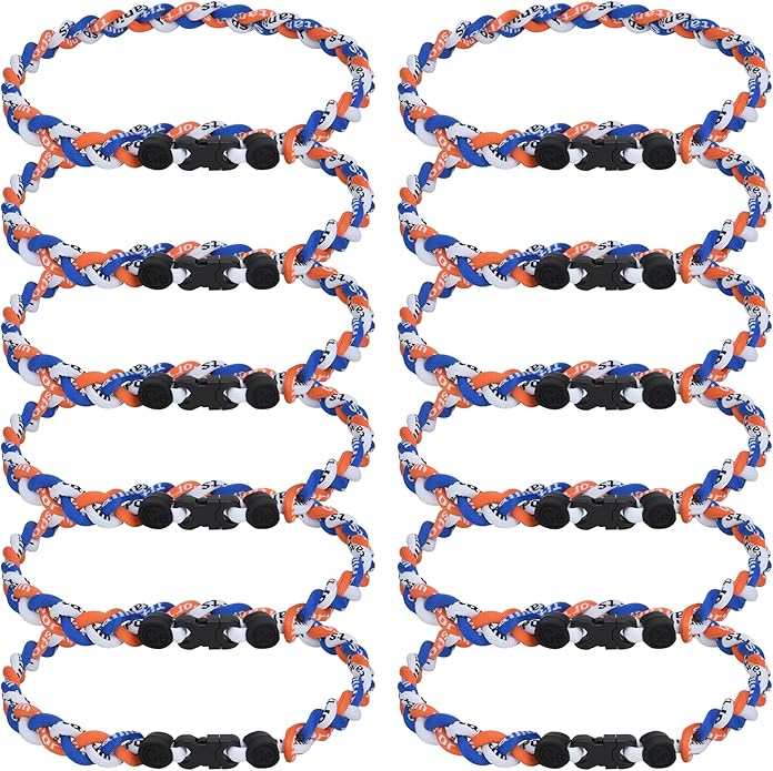 12Pack Baseball Necklaces for Boys, 18inches Braided Rope Tornado Titanium Sports Necklaces, Ideal for Baseball Team Gifts, Party Favors, Baseball Accessories Drip，Multi-Color