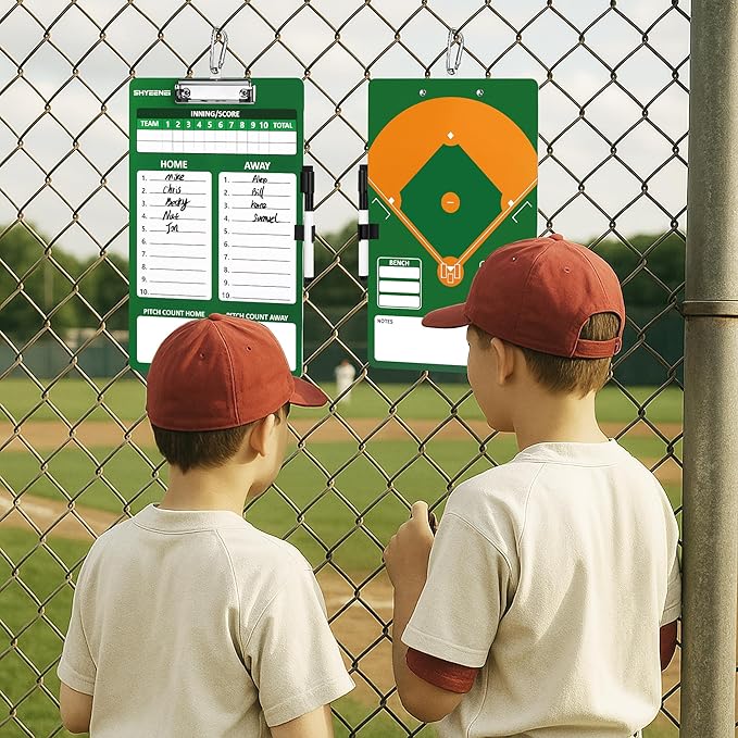 Baseball Lineup Board, Double-Sided Clipboard for Coaches, Dry Erase Lineup Boards, 3rd Generation Coaching Clipboard for Baseball, Softball, Portable and Efficient