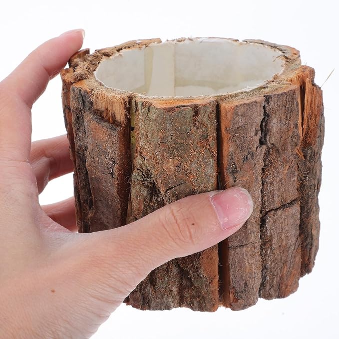 ARTIBETTER Bark Planter Pot 2pcs Wood Bark Pot Natural Log Succulent Planter - Image 3