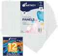 Canvas Panels 9x12 Inch 12-Pack, 10 oz Primed 100% Cotton White Blank Canvases by Artkey