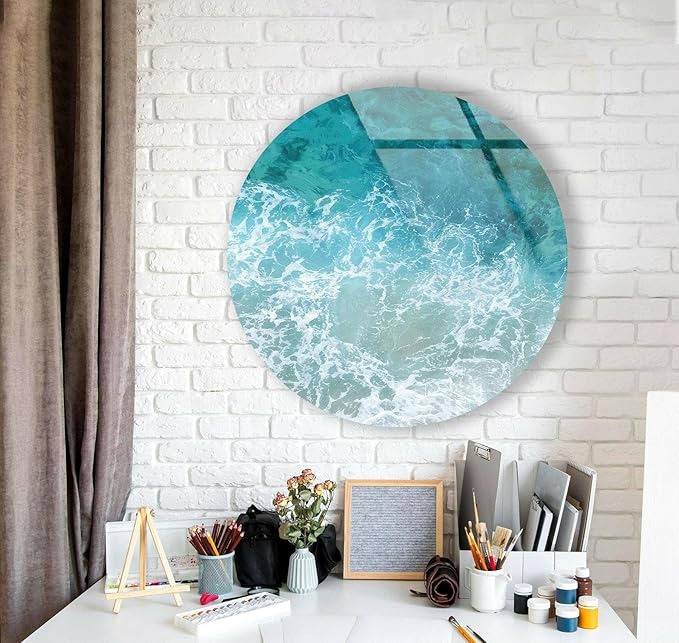 My Photostation.com 27.5'' Diameter Sea Waves Round Glass Wall Art Tempered - Image 7