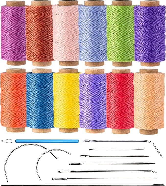 12 Multicolor Round Waxed Thread, 0.45mm Thin and Stiff Wax Strings, 110 by Wearecommittedtohelpingpeoplecreatebeautifuluniqueandpersonalizedhandcraftedcreations