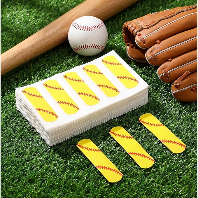 Geiserailie 120 Pieces Softball Bandages Fabric Adhesive Finger Bandages Waterproof Flexible Travel First Aid Supplies for Softball Team Boys Girls Fans Party Supplies