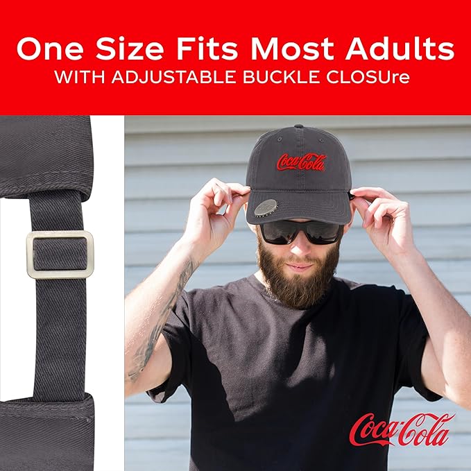 Coca Cola Hat, Adjustable Baseball Cap with Curved Brim, One Size