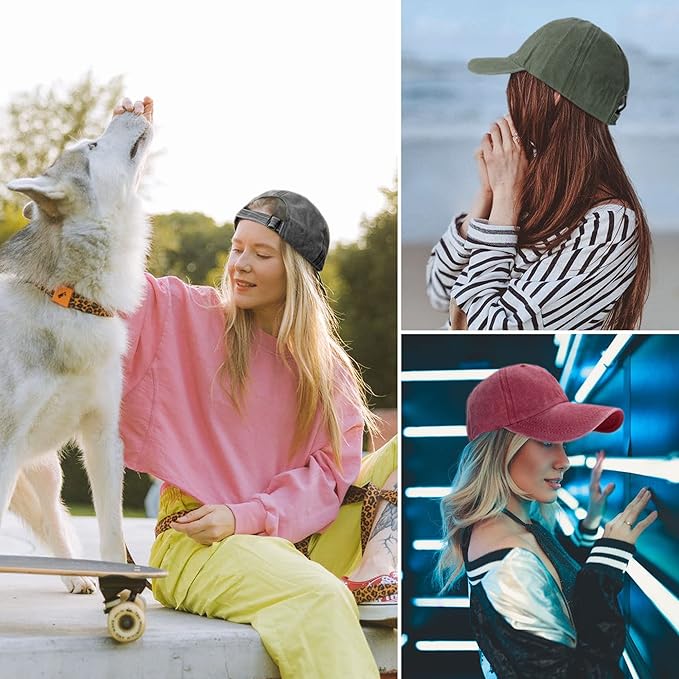 3 Pack Washed Plain Vintage Baseball Cap Cotton Adjustable Twill Bulk Low Profile Classic Dad Hat for Men/Women