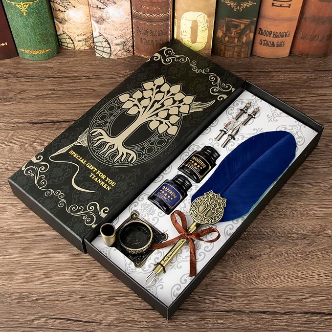 Quill pen ink set, Feather Pen and Ink Set, Antique Calligraphy Pen - Image 4