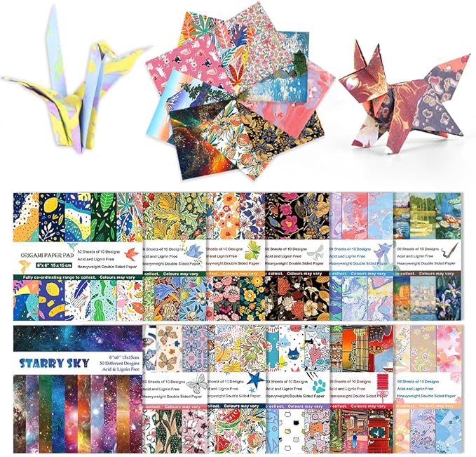 12 Different Packs Full Collection Origami Paper Kit 6 Inch Square Double Sided by Bestartsuppliesforyou