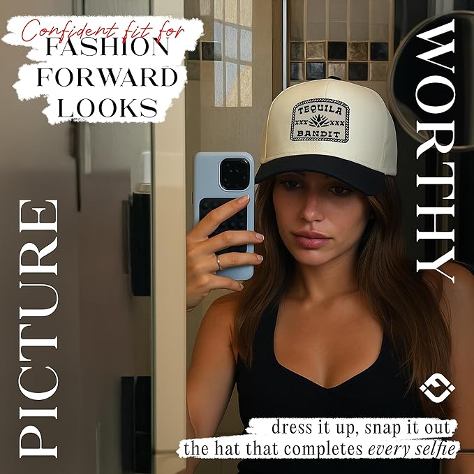 Funky Junque Trucker Hat Women Men 2-Tone Baseball Cap – Vintage Western Style Embroidered Snapback, Premium Cotton Blend