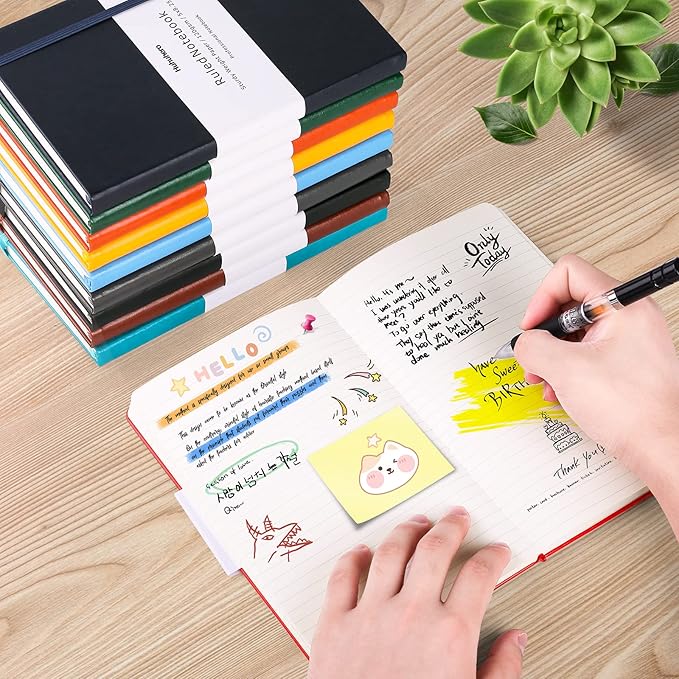 Huhuhero 10 Colors Lined Journal Notebook, A5 Hardcover Notebooks - Image 4