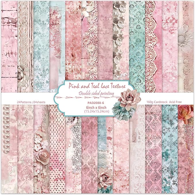 6 Inch Retro Pink Scrapbooking Paper Pad by EAMOTOL