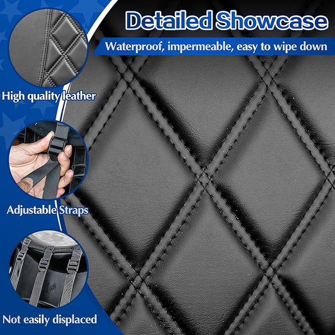 NOKINS 4PCS Golf Cart Diamond Seat Covers Kit,Front and Rear Seat Covers for Club Car Precedent/EZGO TXT/Yamaha Original Regular Seat Cushion (Black&Black Stitching, Fit EZGO TXT 1994-2013)