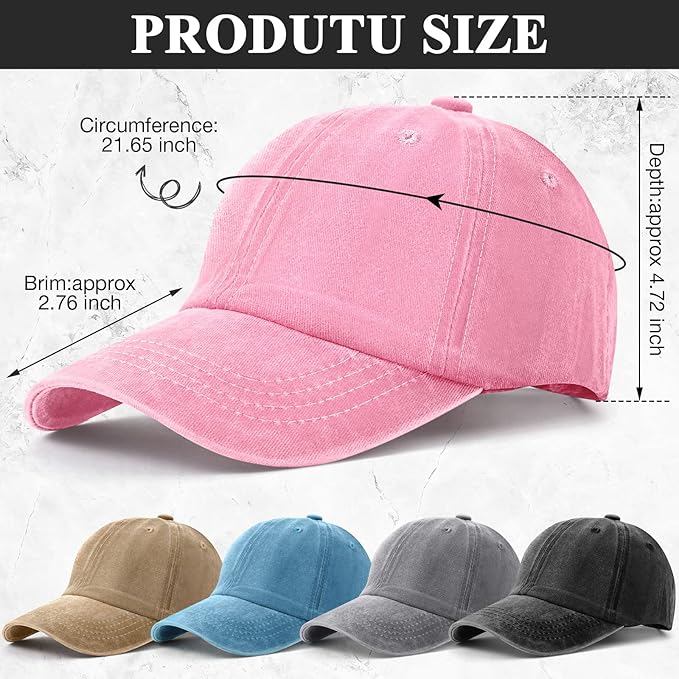 5 Pieces Unisex Cotton Vintage Baseball Cap Low Profile Unstructured Baseball Hat Washed Distressed Twill Adjustable Dad Hat